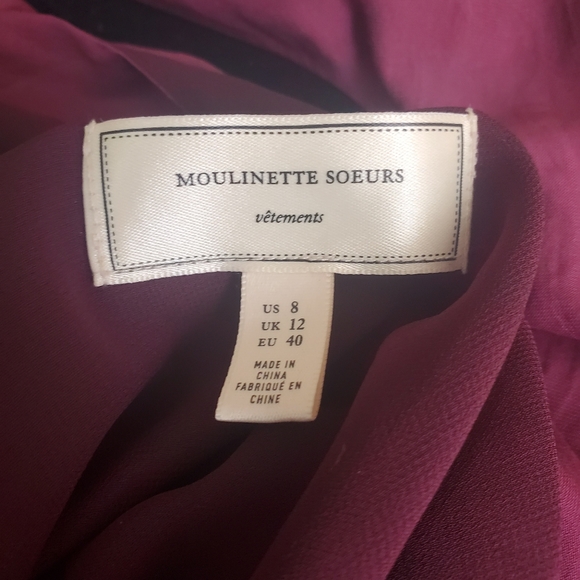 Anthro Moulinette Soeurs Smocked Waist Halter Midi Dress Purple Size 8 - Picture 4 of 7